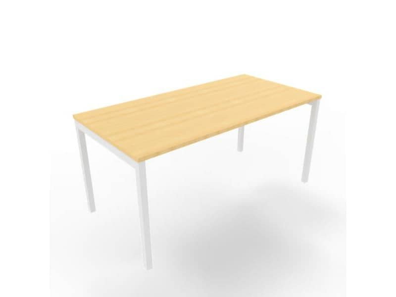 Scrivania piano faggio 160x80xH.75 cm gamba a ponte in acciaio bianco linea Practika P3 Quadrifoglio – ECSPT160-FA-I
