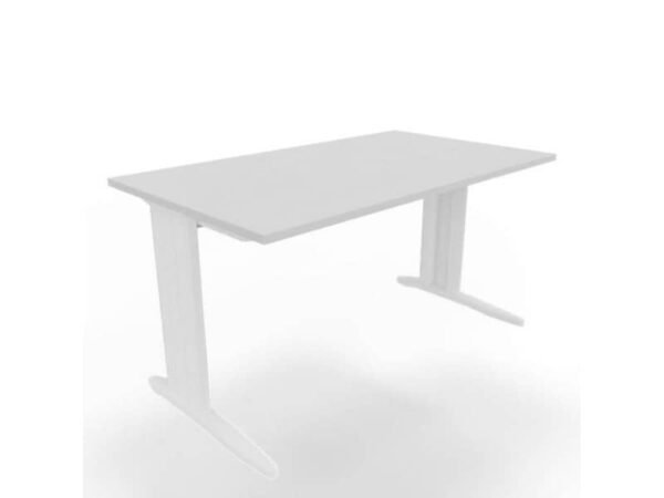 Scrivania piano cemento 140x80xH.75 cm gamba a L in acciaio bianco linea Practika P1 Quadrifoglio - ECSMT140-CL-I