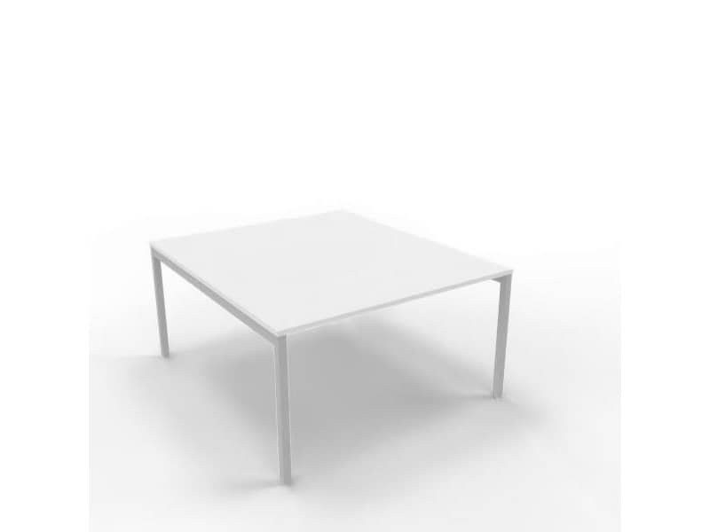 Bench piano bianco 140x160xH.75 cm gamba a ponte in acciaio argento linea Practika P3 Quadrifoglio – ECBEC14-BA-A