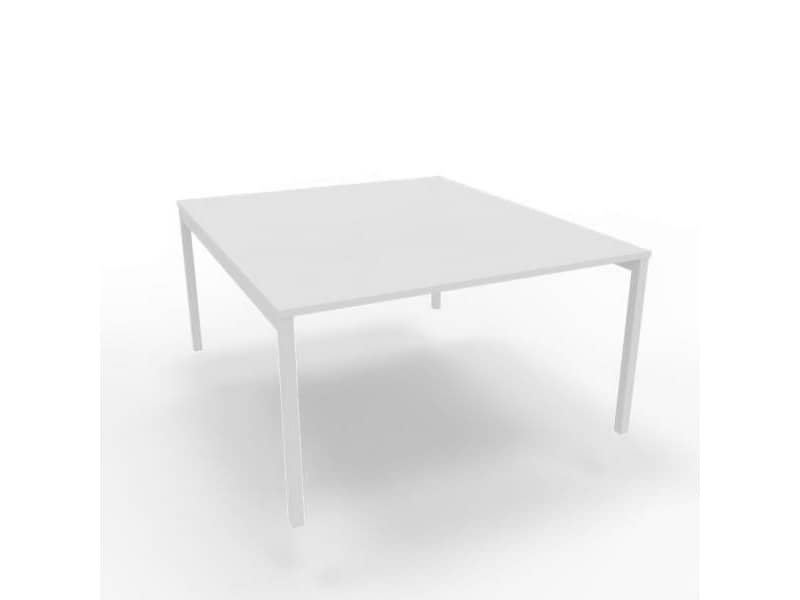 Bench piano bianco 140x160xH.75 cm gamba a ponte in acciaio bianco linea Practika P3 Quadrifoglio – ECBEC14-BA-I