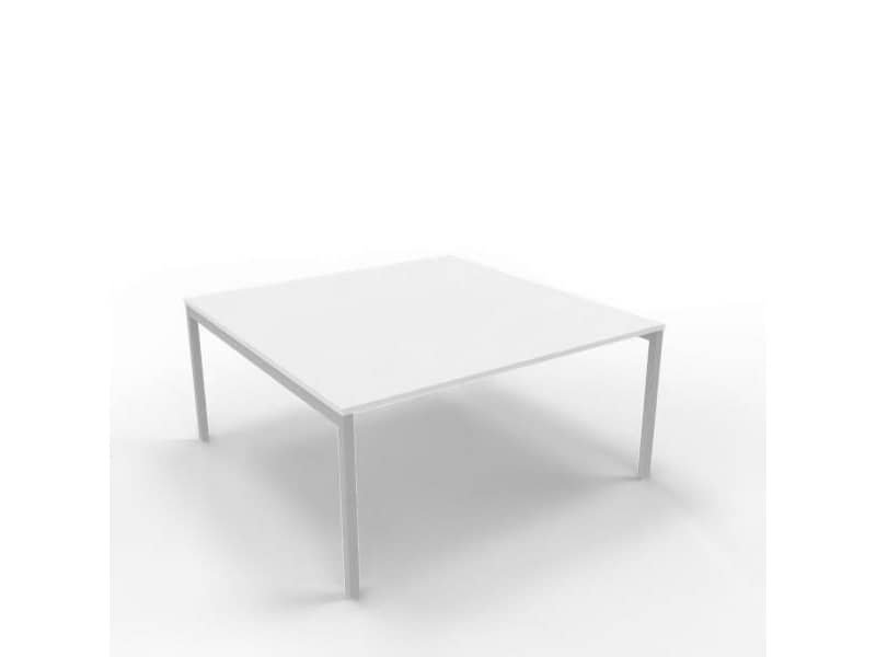 Bench piano bianco 160x160xH.75 cm gamba a ponte in acciaio argento linea Practika P3 Quadrifoglio – ECBEC16-BA-A