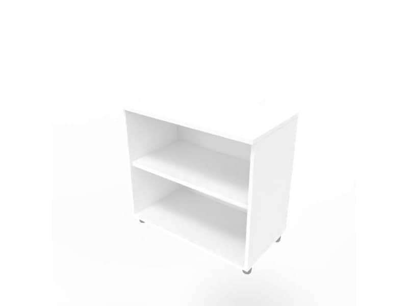 Armadio a giorno basso altezza scrivania bianco scocca bianca 80x45xH.73 cm Practika Quadrifoglio – ECEB80G-BA-BA