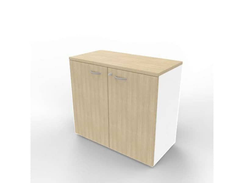 Armadio basso con ante battenti rovere scocca bianca 90x45xH.81,5 cm linea Practika Quadrifoglio – ECEB90B-RK-BA-RK