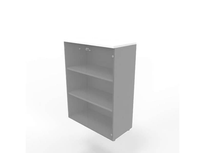 Armadio medio con ante vetro fumŠ, top bianco scocca argento 90x45xH.123,2 cm Practika Quadrifoglio – ECEM90V-BA-AA-GE