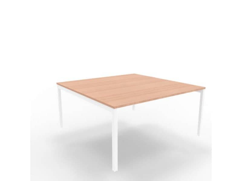 Bench piano noce canaletto 160x160xH.75 cm gamba a ponte in acciaio bianco linea Practika P3 Quadrifoglio – ECBEC16-NO-A