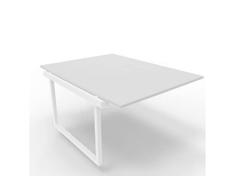 Postazione aggiuntiva bench piano grigio 120x160xH.75 cm gamba ad anello in acciaio bianco Practika P2 ECBIA12-GR-I
