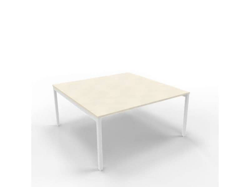 Bench piano cemento 160x160xH.75 cm gamba a ponte in acciaio argento linea Practika P3 Quadrifoglio – ECBEC16-CL-A