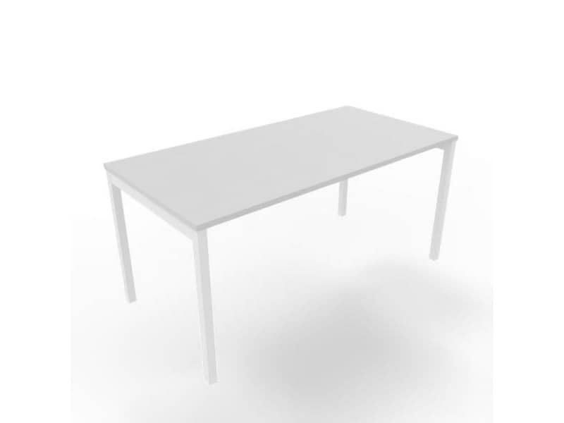 Scrivania piano grigio 160x80xH.75 cm gamba a ponte in acciaio bianco linea Practika P3 Quadrifoglio – ECSPT160-GR-I