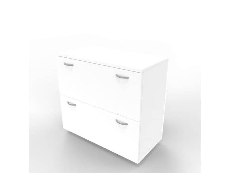 Armadio basso bianco con scocca bianca 90x45xH.81,5 cm con due classificatori estraibili Practika – ECEB90C-BA-BA-BA