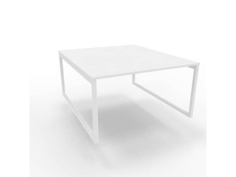 Bench piano bianco 140x160xH.75 cm gamba ad anello in acciaio bianco linea Practika P2 Quadrifoglio – ECBEA14-BA-I