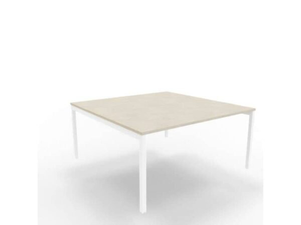 Bench piano cemento 160x160xH.75 cm gamba a ponte in acciaio bianco linea Practika P3 Quadrifoglio - ECBEC16-CL-I