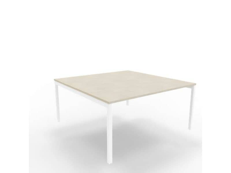 Bench piano cemento 160x160xH.75 cm gamba a ponte in acciaio bianco linea Practika P3 Quadrifoglio – ECBEC16-CL-I