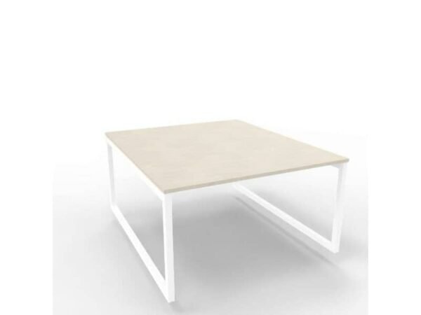 Bench piano cemento 140x160xH.75 cm gamba ad anello in acciaio bianco linea Practika P2 Quadrifoglio - ECBEA14-CL-I