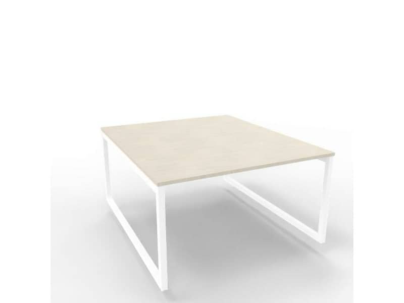 Bench piano cemento 140x160xH.75 cm gamba ad anello in acciaio bianco linea Practika P2 Quadrifoglio – ECBEA14-CL-I