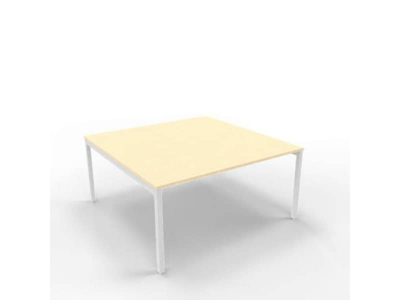 Bench piano rovere 160x160xH.75 cm gamba a ponte in acciaio argento linea Practika P3 Quadrifoglio – ECBEC16-RK-A