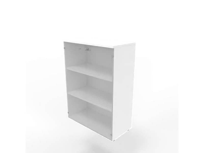 Armadio medio con ante vetro fumŠ, top bianco scocca bianca 90x45xH.123,2 cm Practika Quadrifoglio – ECEM90V-BA-BA-GE