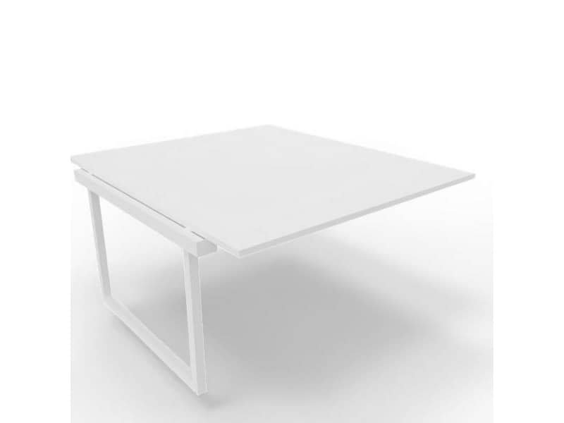 Postazione aggiuntiva bench piano bianco 140x160xH.75 cm gamba ad anello in acciaio bianco Practika P2 ECBIA14-BA-I