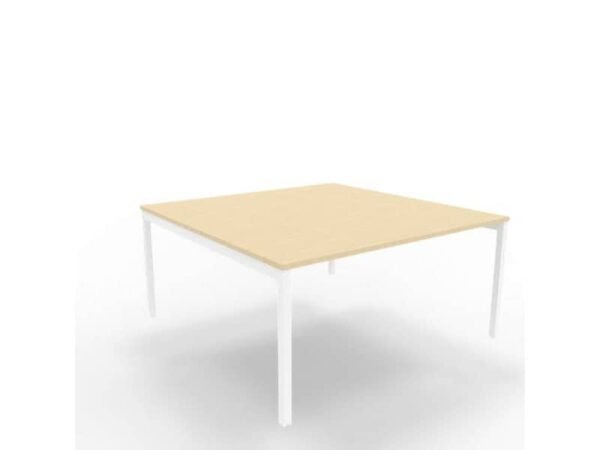 Bench piano rovere 160x160xH.75 cm gamba a ponte in acciaio bianco linea Practika P3 Quadrifoglio - ECBEC16-RK-I