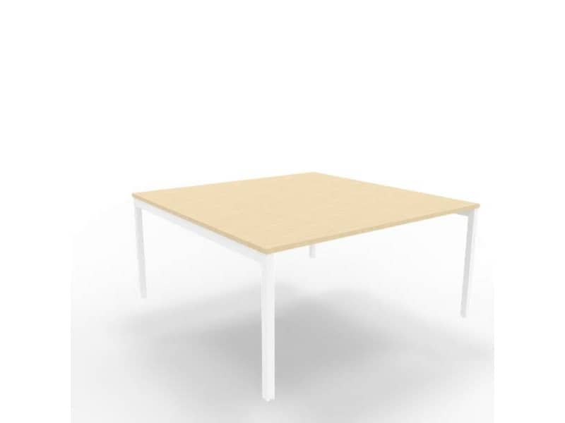Bench piano rovere 160x160xH.75 cm gamba a ponte in acciaio bianco linea Practika P3 Quadrifoglio – ECBEC16-RK-I