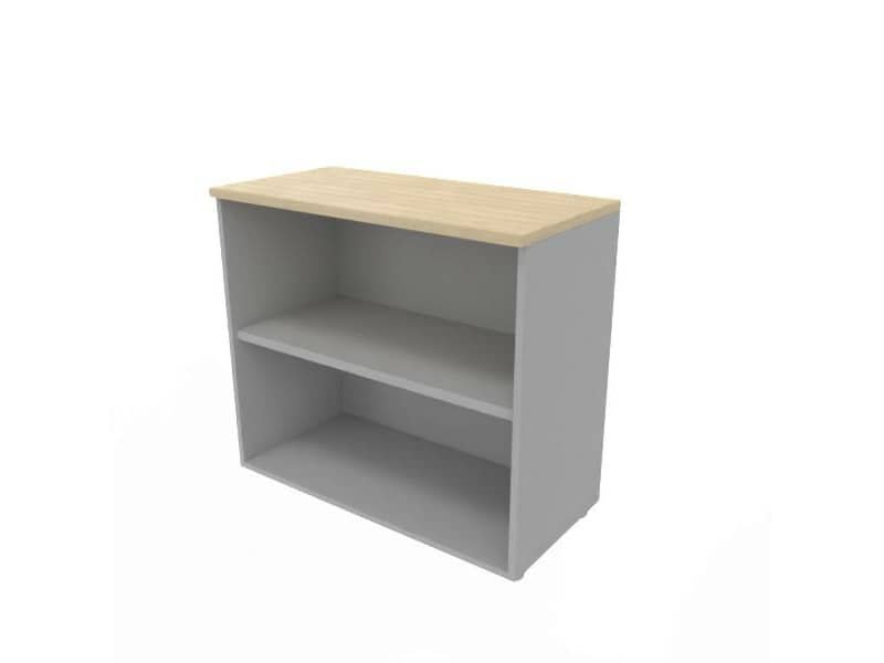Armadio a giorno basso finitura rovere scocca argento 90x45xH.81,5 cm linea Practika Quadrifoglio – ECEB90G-RK-AA