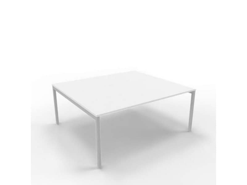 Bench piano bianco 180x160xH.75 cm gamba a ponte in acciaio argento linea Practika P3 Quadrifoglio – ECBEC18-BA-A