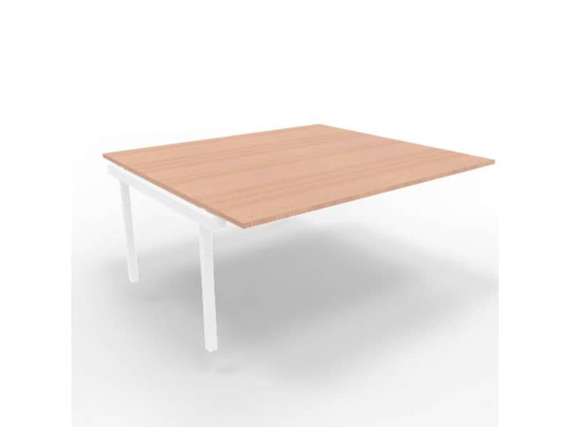 Postazione aggiuntiva bench piano noce 180x160xH.75 cm gamba a ponte in acciaio bianco Practika P3 – ECBIC18-NO-I