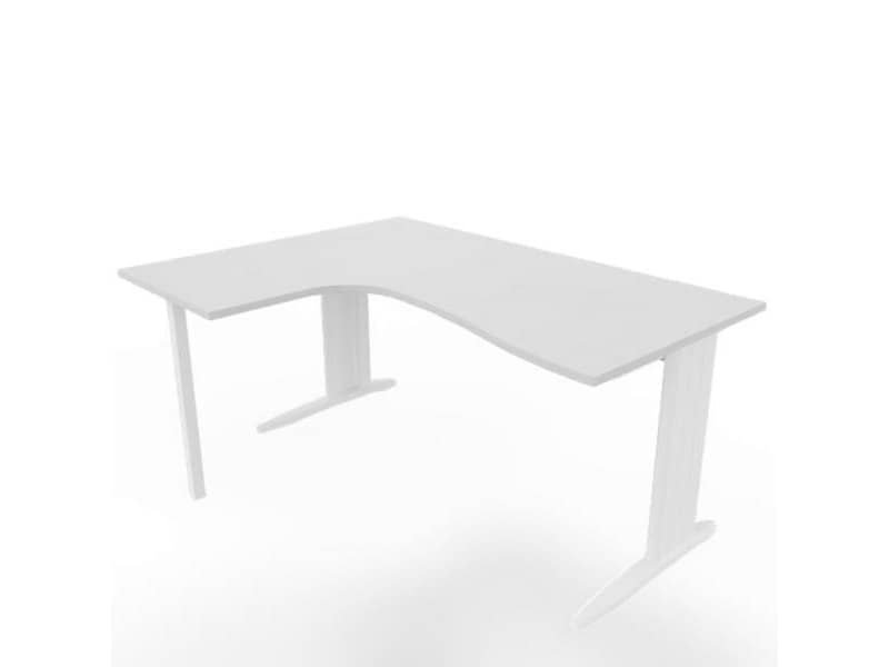 Scrivania penisola sinistra piano grigio 160x120xH.75 cm gamba a L in acciaio bianco linea Practika P1 ECSMT16S-GR-I