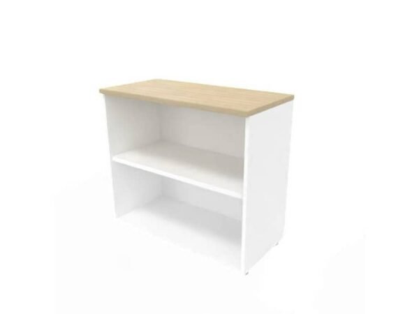 Armadio a giorno basso finitura rovere scocca bianca 90x45xH.81,5 cm linea Practika Quadrifoglio - ECEB90G-RK-BA