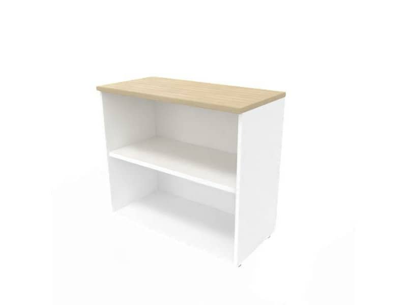 Armadio a giorno basso finitura rovere scocca bianca 90x45xH.81,5 cm linea Practika Quadrifoglio – ECEB90G-RK-BA