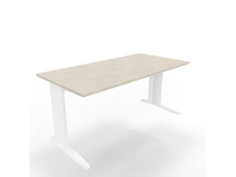 Scrivania piano cemento 160x80xH.75 cm gamba a L in acciaio bianco linea Practika P1 Quadrifoglio – ECSMT160-CL-I