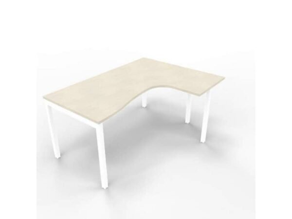 Scrivania penisola destra piano cemento 160x120xH.75 cm gamba a ponte in acciaio bianco linea Practika P3 - ECSPT16D-CL-I