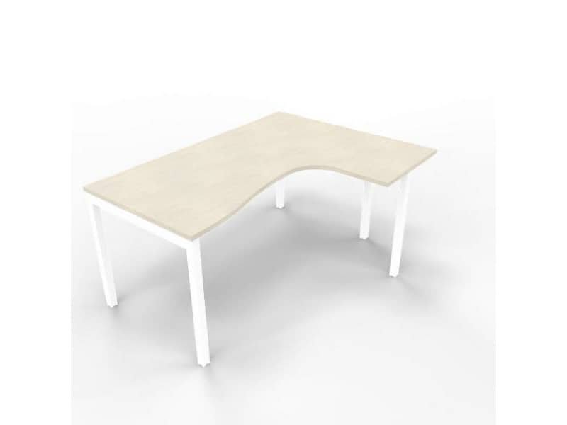 Scrivania penisola destra piano cemento 160x120xH.75 cm gamba a ponte in acciaio bianco linea Practika P3 – ECSPT16D-CL-I