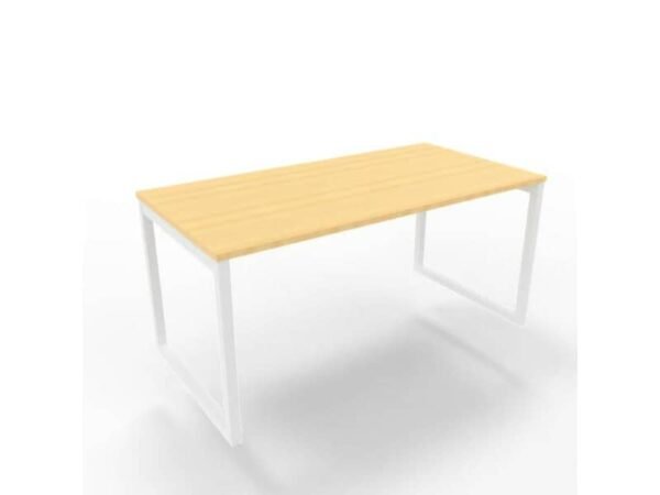 Scrivania piano faggio 160x80xH.75 cm gamba ad anello in acciaio bianco linea Practika P2 Quadrifoglio - ECSAT160-GR-I