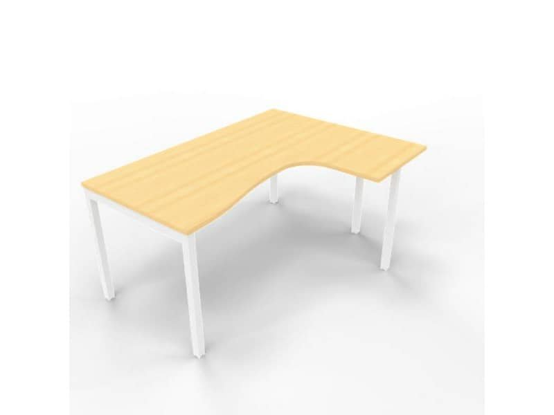 Scrivania penisola destra piano faggio 160x120xH.75 cm gamba a ponte in acciaio bianco linea Practika P3 – ECSPT16D-FA-I