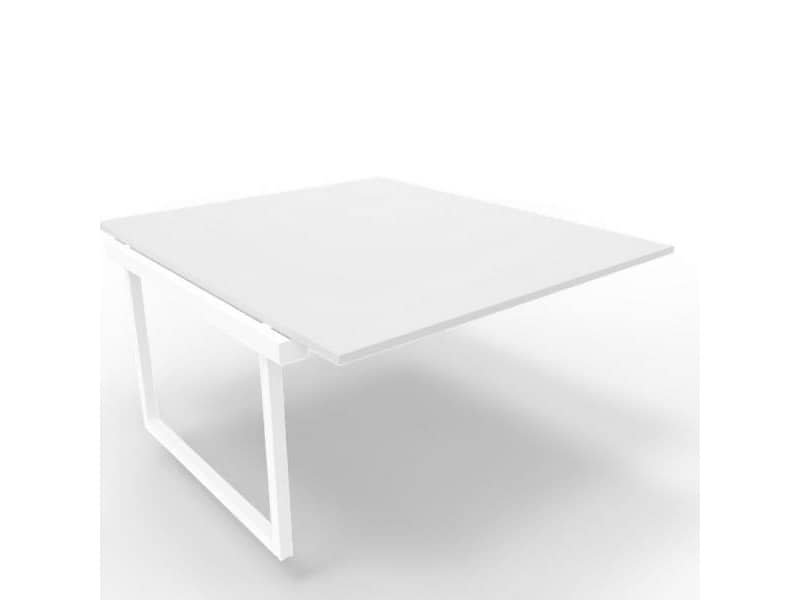 Postazione aggiuntiva bench piano grigio 140x160xH.75 cm gamba ad anello in acciaio bianco Practika P2 ECBIA14-GR-I