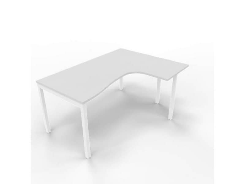 Scrivania penisola destra piano grigio 160x120xH.75 cm gamba a ponte in acciaio bianco linea Practika P3 – ECSPT16D-BA-I