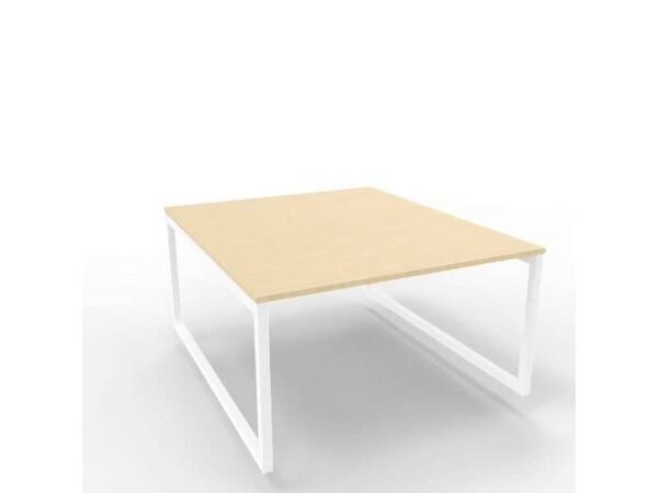 Bench piano rovere 140x160xH.75 cm gamba ad anello in acciaio bianco linea Practika P2 Quadrifoglio - ECBEA14-RK-I