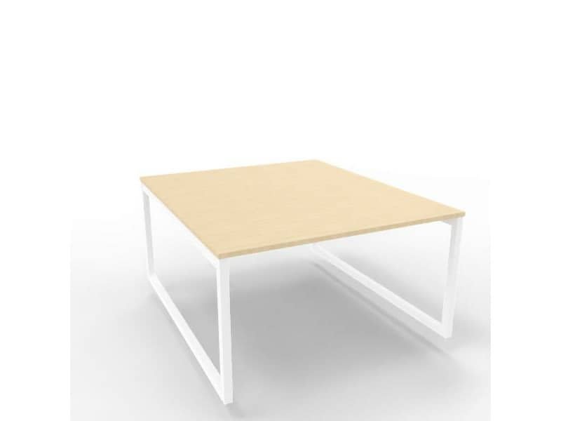 Bench piano rovere 140x160xH.75 cm gamba ad anello in acciaio bianco linea Practika P2 Quadrifoglio – ECBEA14-RK-I