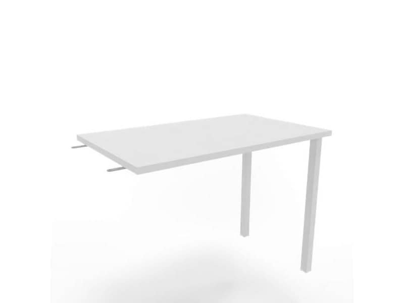 Dattilo scrivania sospeso piano bianco 80x60xH.75 cm gamba sez. quadrata in acciaio bianco Practika ECDM080-BA-I