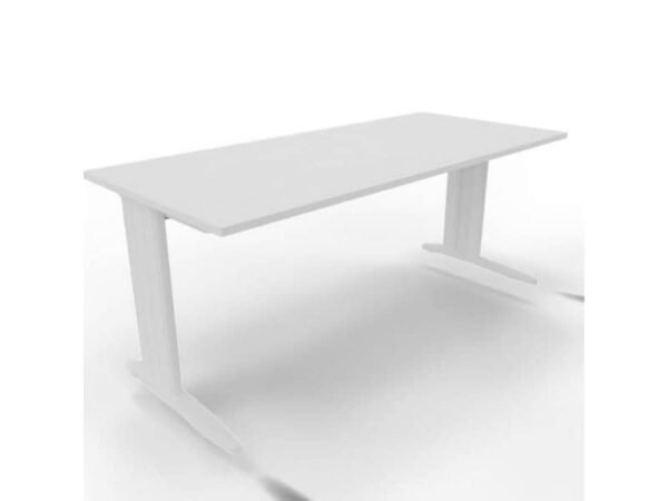 Scrivania piano bianco 180x80xH.75 cm gamba a L in acciaio bianco linea Practika P1 Quadrifoglio - ECSMT180-BA-I