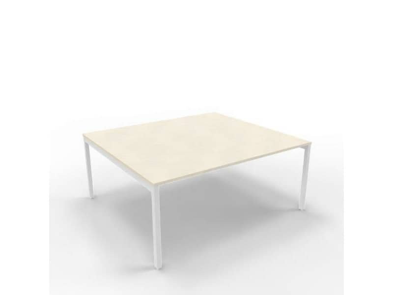 Bench piano cemento 180x160xH.75 cm gamba a ponte in acciaio argento linea Practika P3 Quadrifoglio – ECBEC18-CL-A
