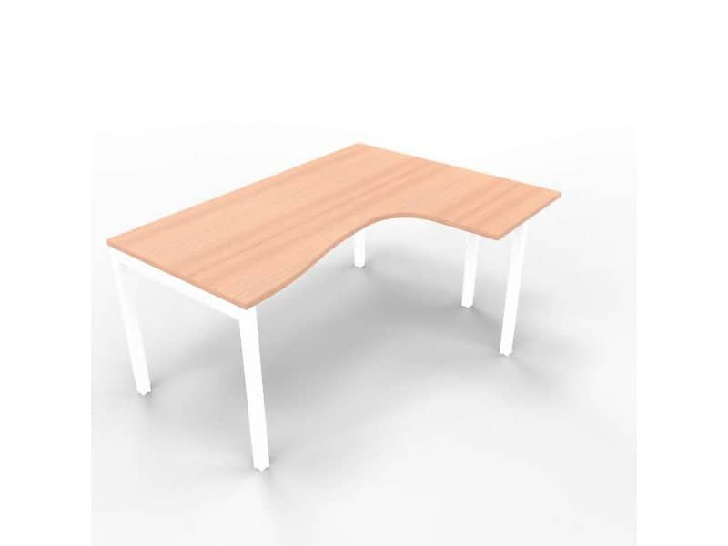 Scrivania penisola destra piano noce canaletto 160x120xH.75 cm gamba a ponte in acciaio bianco linea Practika P3