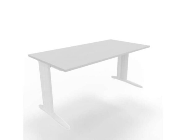 Scrivania piano grigio 160x80xH.75 cm gamba a L in acciaio bianco linea Practika P1 Quadrifoglio - ECSMT160-GR-I