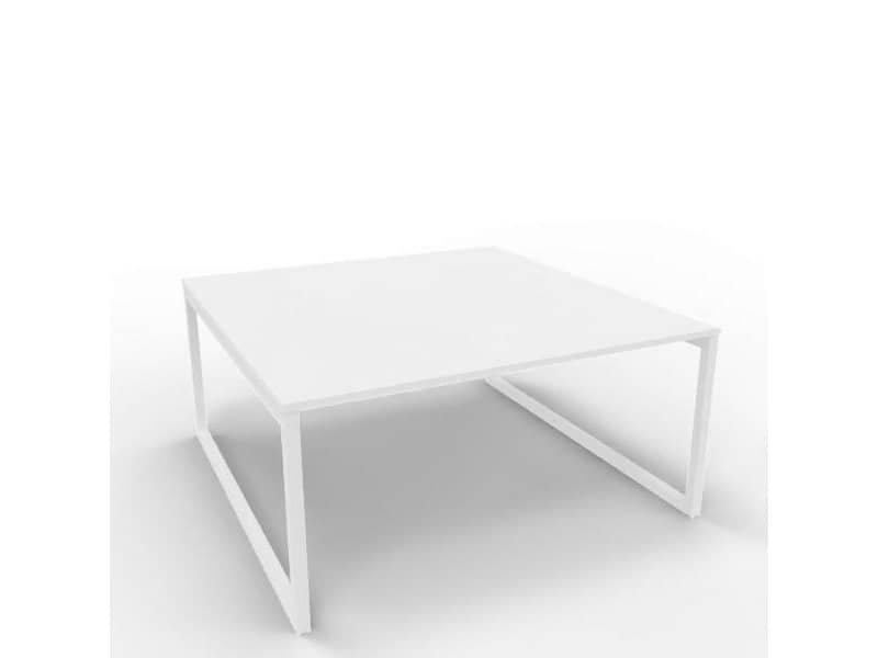Bench piano bianco 160x160xH.75 cm gamba ad anello in acciaio bianco linea Practika P2 Quadrifoglio – ECBEA16-BA-I