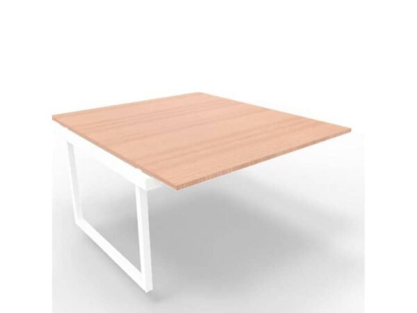 Postazione aggiuntiva bench piano noce 140x160xH.75 cm gamba ad anello in acciaio bianco Practika P2 ECBIA14-NO-I