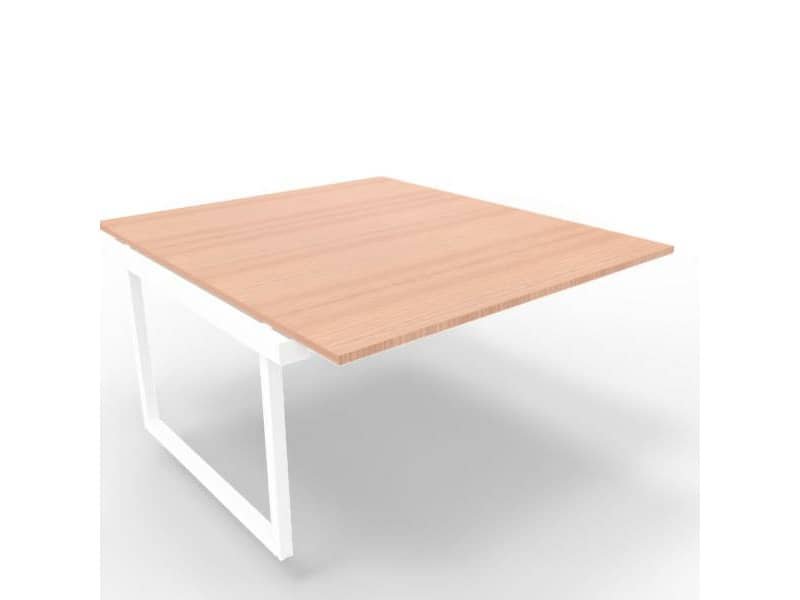 Postazione aggiuntiva bench piano noce 140x160xH.75 cm gamba ad anello in acciaio bianco Practika P2 ECBIA14-NO-I