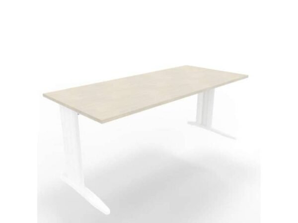 Scrivania piano cemento 180x80xH.75 cm gamba a L in acciaio bianco linea Practika P1 Quadrifoglio - ECSMT180-CL-I