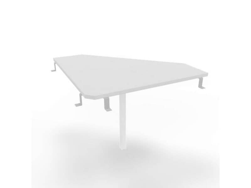 Raccordo 90ø piano grigio 84x84xH.75 cm gamba in acciaio bianco per scrivanie Practika P3 Quadrifoglio ECRA9003-GR-I