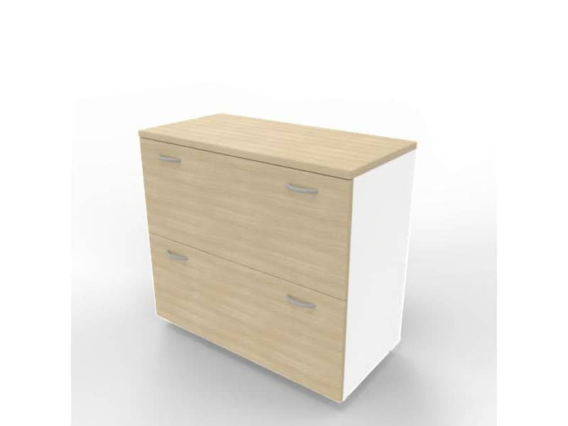 Armadio basso rovere con scocca bianca 90x45xH.81,5 cm con due classificatori estraibili Practika – ECEB90C-RK-BA-RK