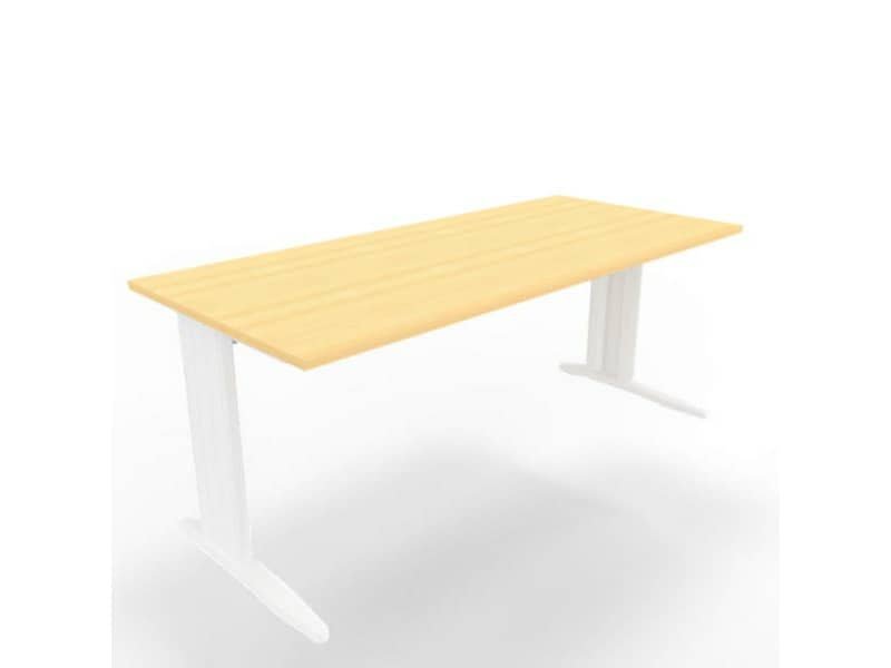 Scrivania piano faggio 180x80xH.75 cm gamba a L in acciaio bianco linea Practika P1 Quadrifoglio – ECSMT180-FA-I